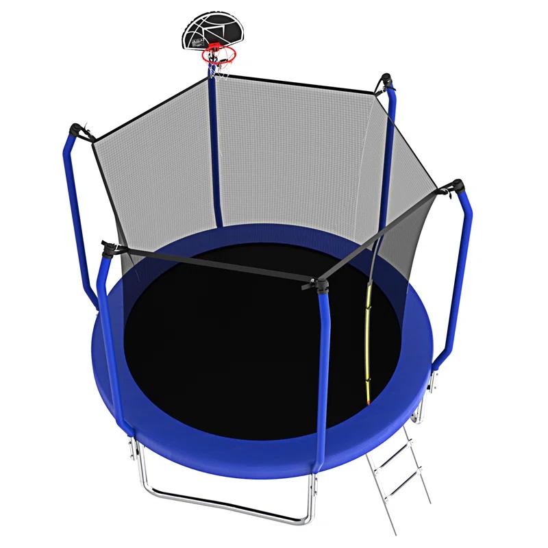 wendeway 10FT Trampoline With Basketball Hoop,  ASTM Approved Reinforced Type Outdoor Trampoline With Enclosure Net
