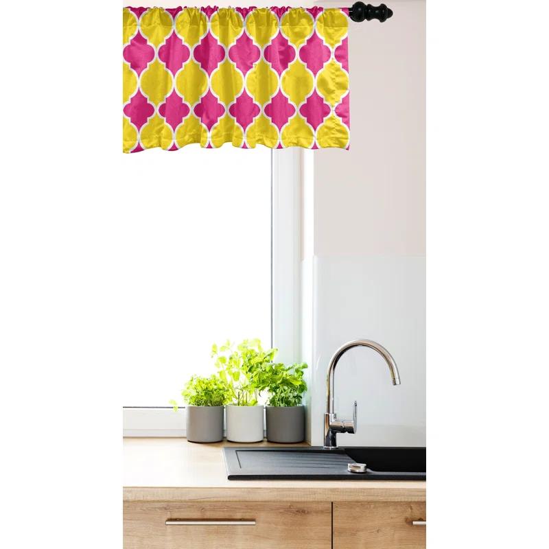 Ambesonne Ambesonne Abstract Valance Pack of 2 Colorful Modern Patterns Yellow Hot Pink