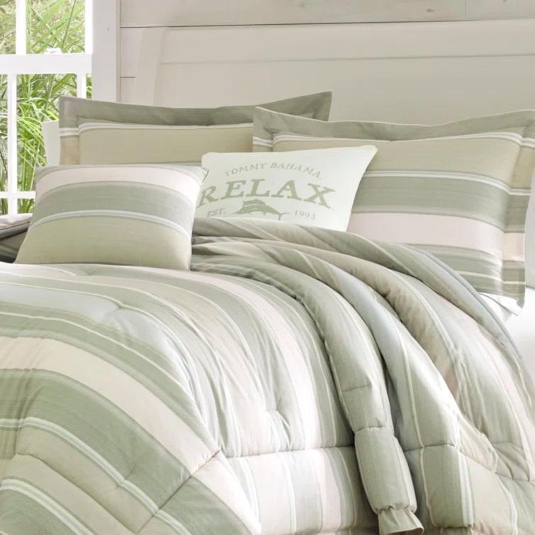 Tommy Bahama Home Tommy Bahama Serenity Green Cotton Reversible 5 Piece Comforter Set