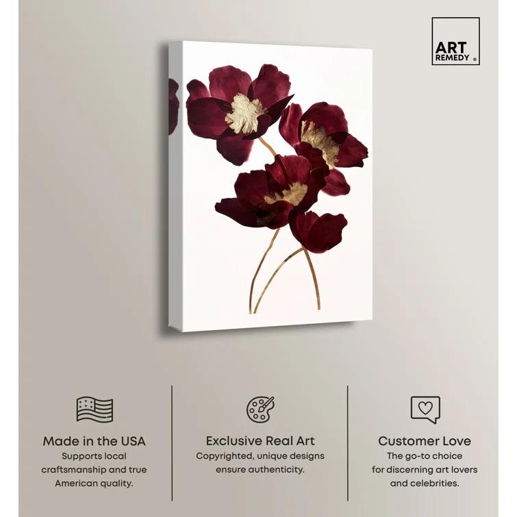 Art Remedy Art Remedy Wine Flowers Framed Floral Fine 1 Piece Canvas Wall Art 57114