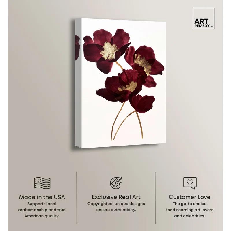 Art Remedy Art Remedy Wine Flowers Framed Floral Fine 1 Piece Canvas Wall Art 57114