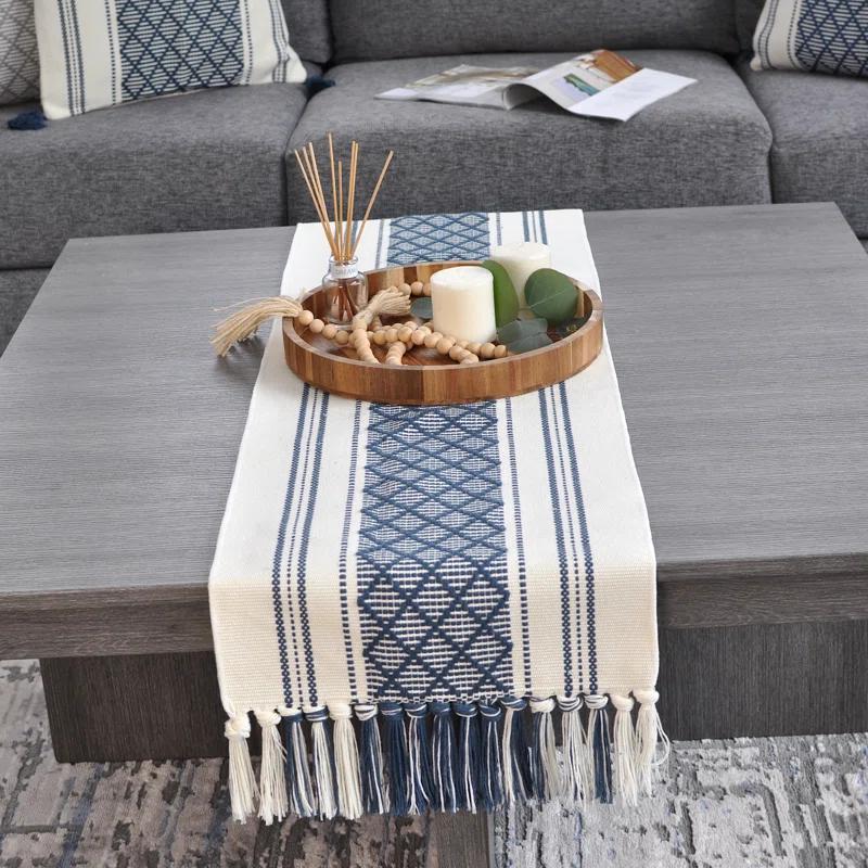 Oveesha Boho Cotton Woven Table Runner With Tassels