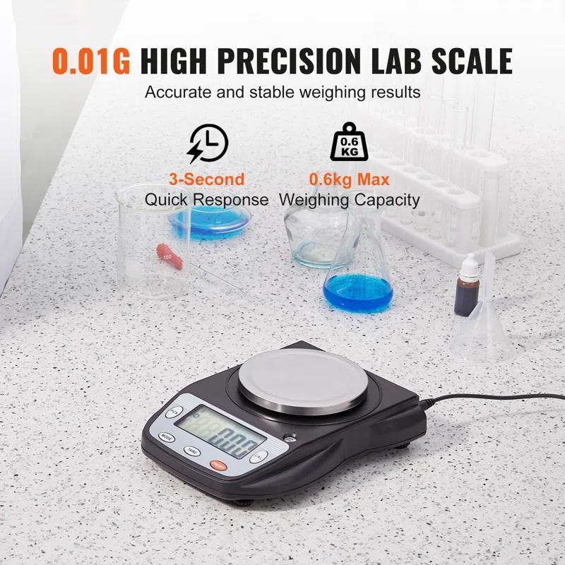 VEVOR Analytical Balance Lab Scale 600g x 0.01g 6 Units Conversion Electronic