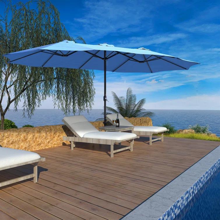 clihome 15 Ft Patio Market Umbrella with Base