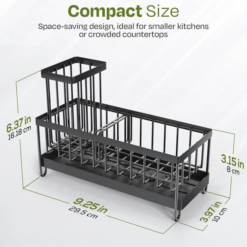 WKING Stainless Steel Kitchen Sink Caddy Organizer With Draining Tray, Rustproof Sponge Holder For Sink, Adjustable Compartments, Space-Saving Design
