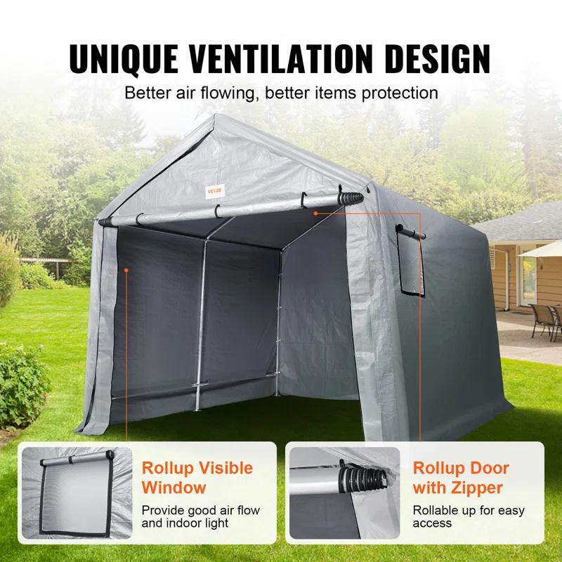 VEVOR Heavy Duty 7 ft. W x 12 ft. D Polyethylene Portable Storage Shed