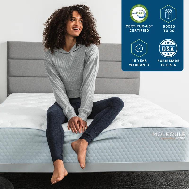 MOLECULE MOLECULE CopperWELL 13" Hybrid Cooling Gel Memory Foam and Encased Coil Medium Firm Mattress