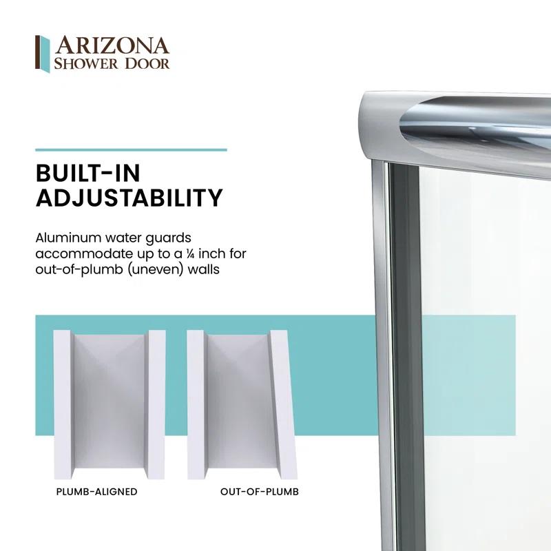 Lese 51" W x 66" H Semi-Frameless Shower Door