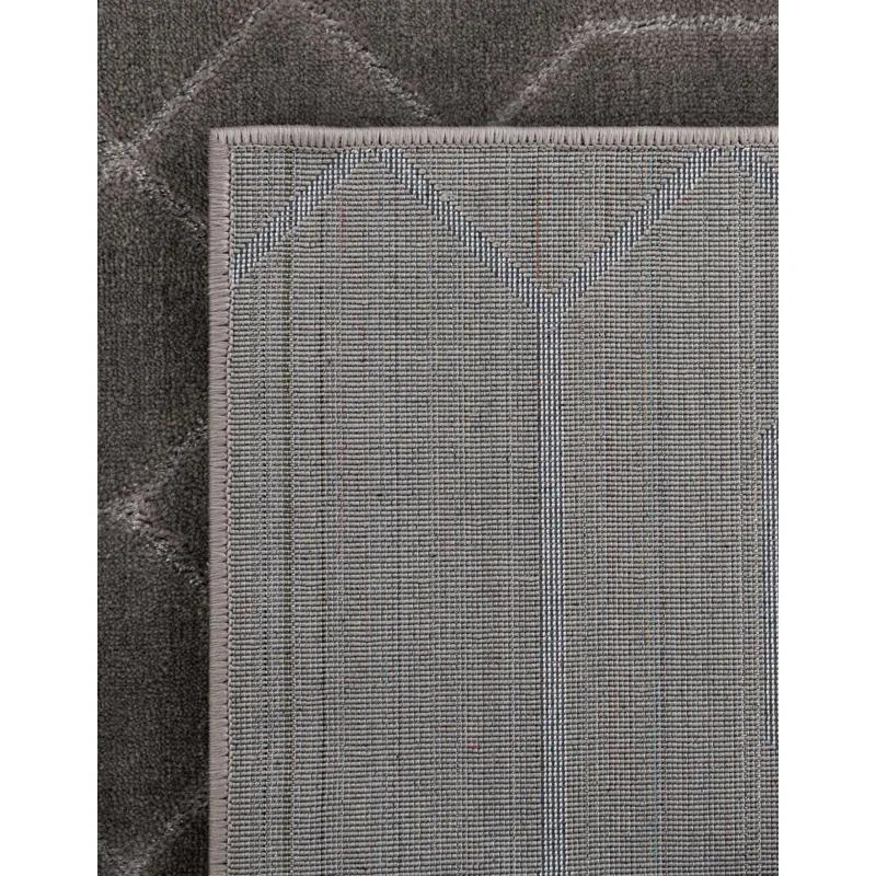 Glam Geometric Gray Silver Area Rug