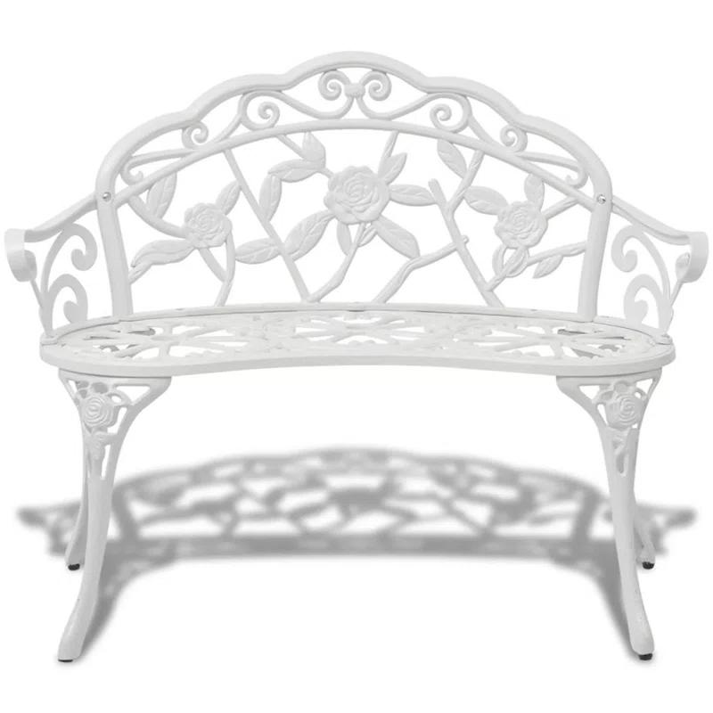Outdoor Patio Bench Garden Bench Furniture with Armrests Cast Aluminum