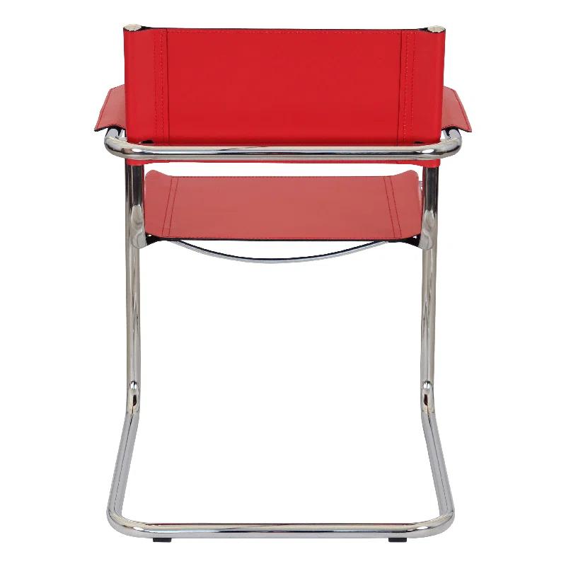 Breuer Chair Company Mart Stam Cantilever Armchair Arm Chair w/ Chrome-Plated Steel Frame (Various Bonded Leather Colors)