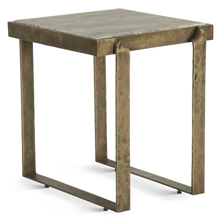 Home Trends & Design Rhodes 20" Side Table With Marble And Antique Brass