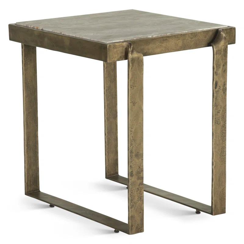 Home Trends & Design Rhodes 20" Side Table With Marble And Antique Brass