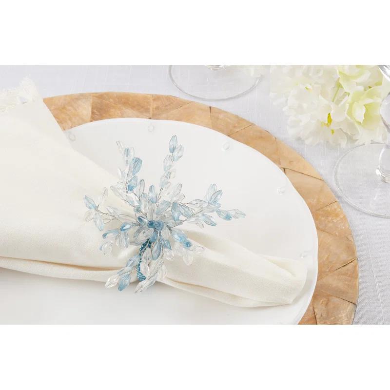 Saro Beaded Flower Napkin Ring (Set of 4)