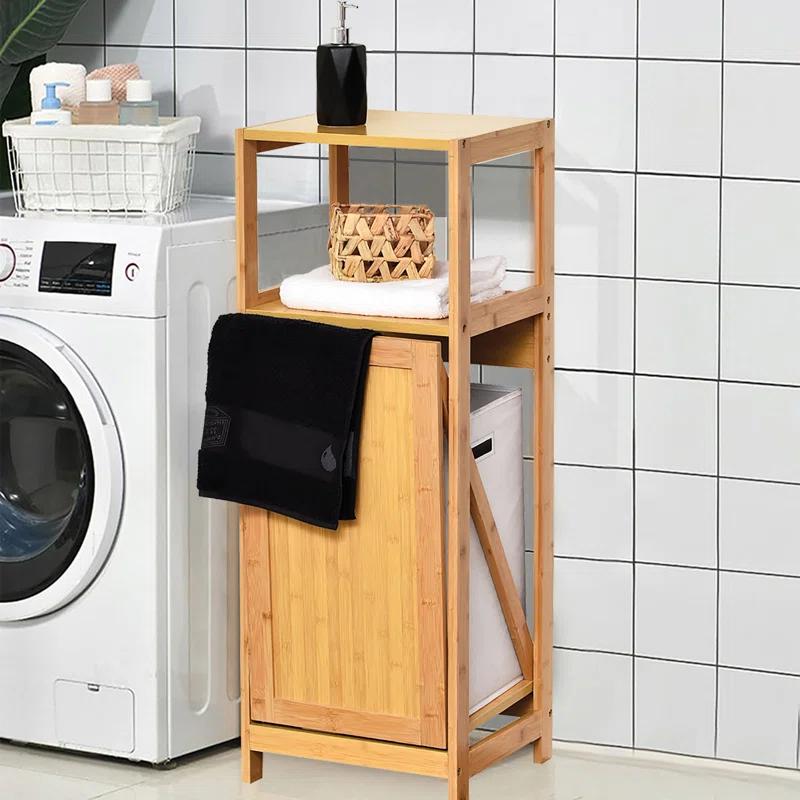 Evideco Miami Tilt-Out Cabinet Laundry Hamper with Basket and Shelves