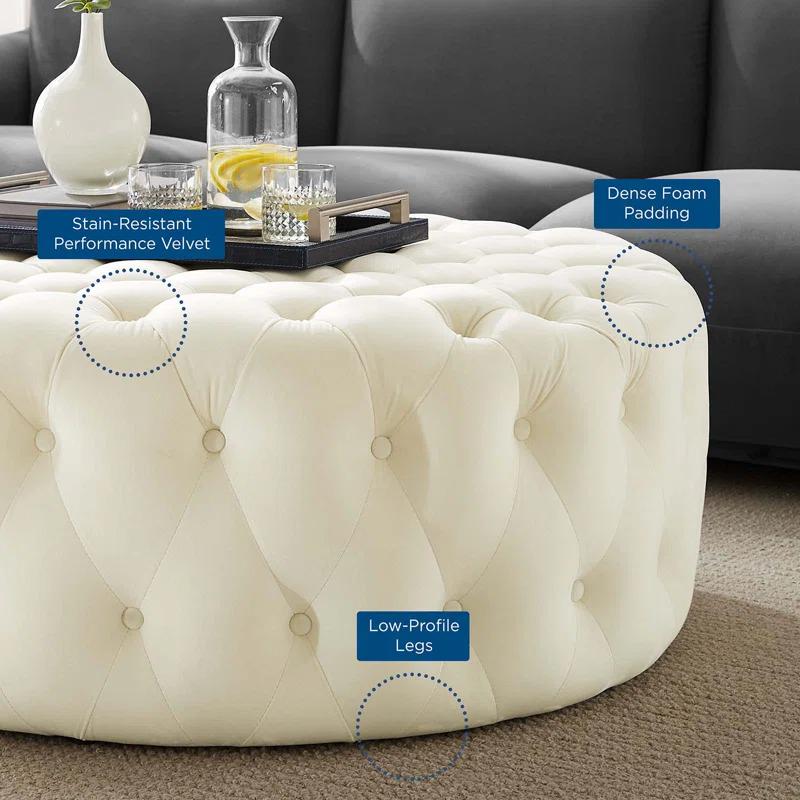 Modway Modway Amour Tufted Button Large Round Performance Velvet Ottoman