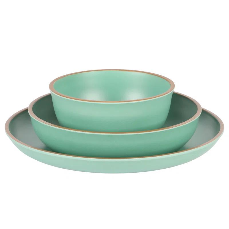 Gibson Home Rockabye 12 Piece Double Bowl Melamine Dinnerware Set