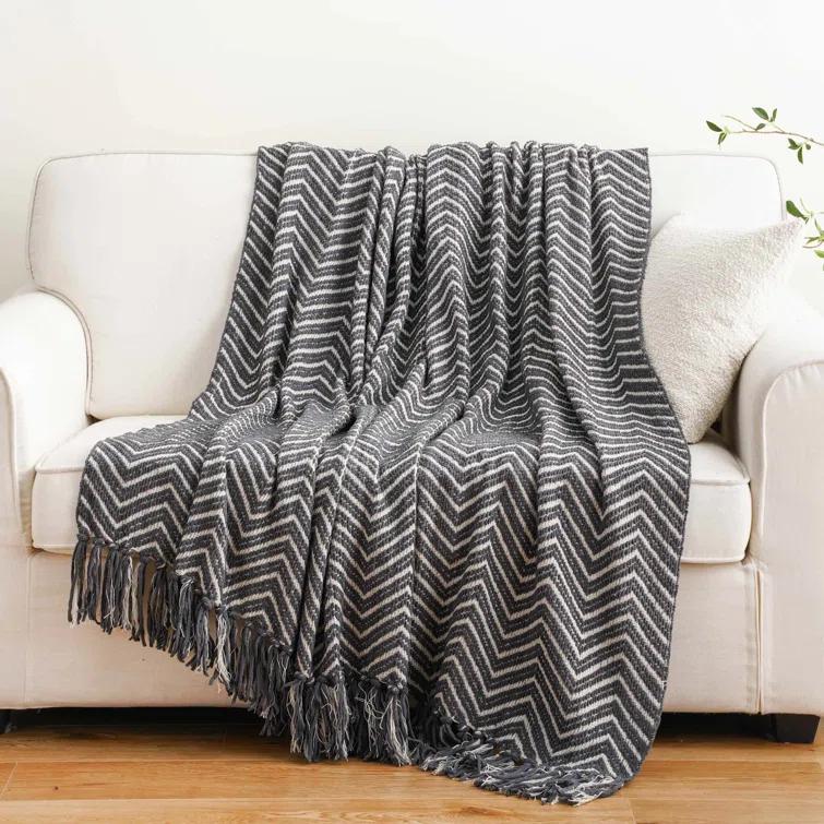 Battilo Home Throw Blanket for Couch, Decorative Knit Blanket for Bed, Super Soft Warm Throws for Room Farmhouse Accent Decor, 50"x60"
