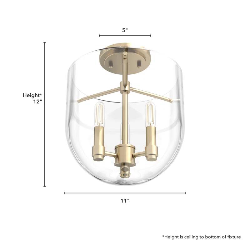 Hunter Sacha Natural Iron 3 Light Flush Mount Ceiling Light Fixture