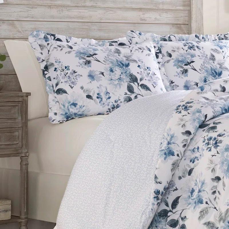 Laura Ashley Laura Ashley Chloe Blue Cotton Comforter Set