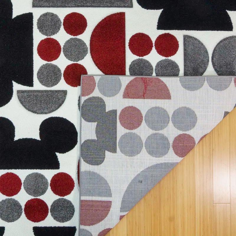 Disney by Gertmenian Licensed Disney Bravo Mickey Mouse Spheres Black/Red/White Indoor Area Rug