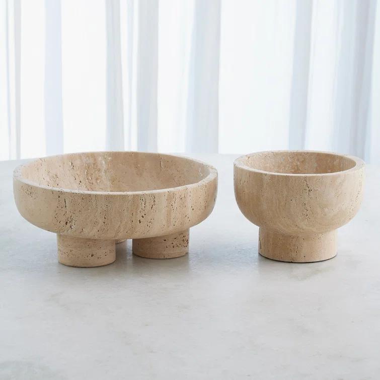 Studio A Home Priory Low Bowl-Travertine