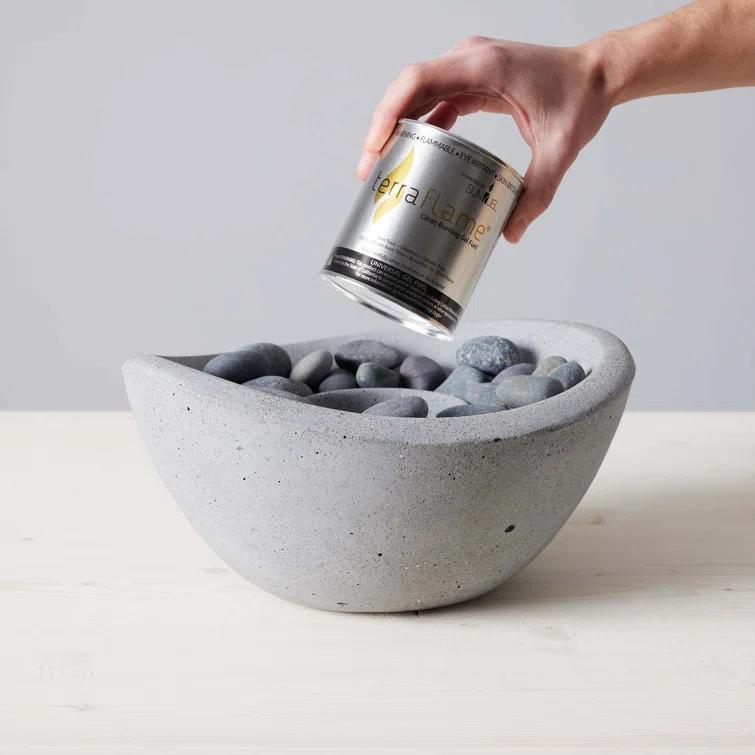 TerraFlame TerraFlame Wave Concrete Table Top Gel Fuel Fire Bowl - Indoor and Outdoor Use