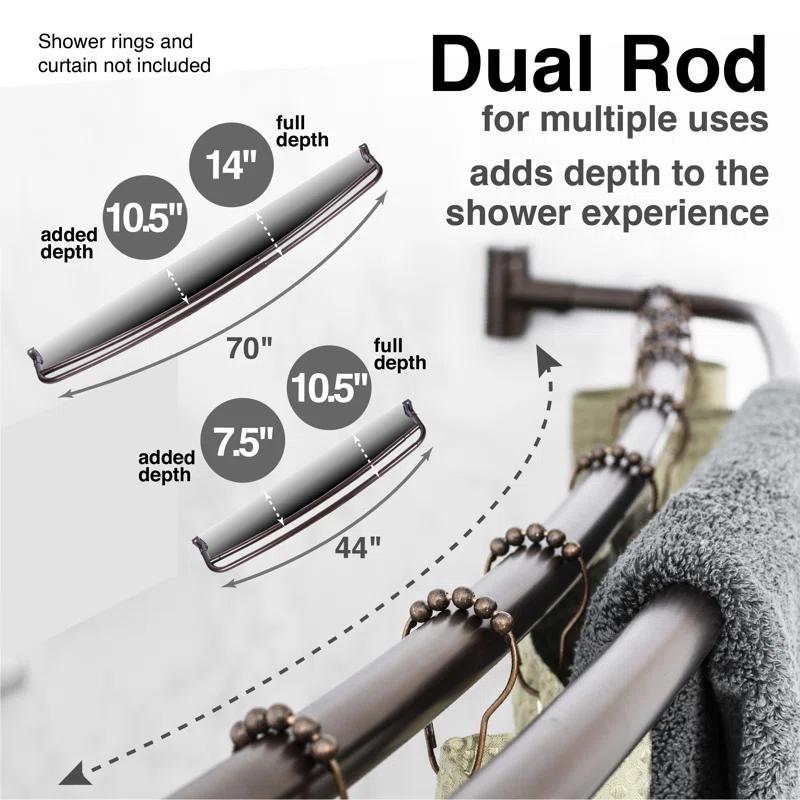 Utility-Sink 70'' Curved Fixed Shower Curtain Rod