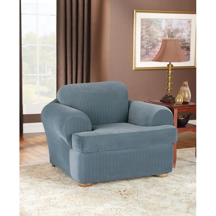 Sure Fit Stretch Pinstripe T-Cushion Armchair Slipcover