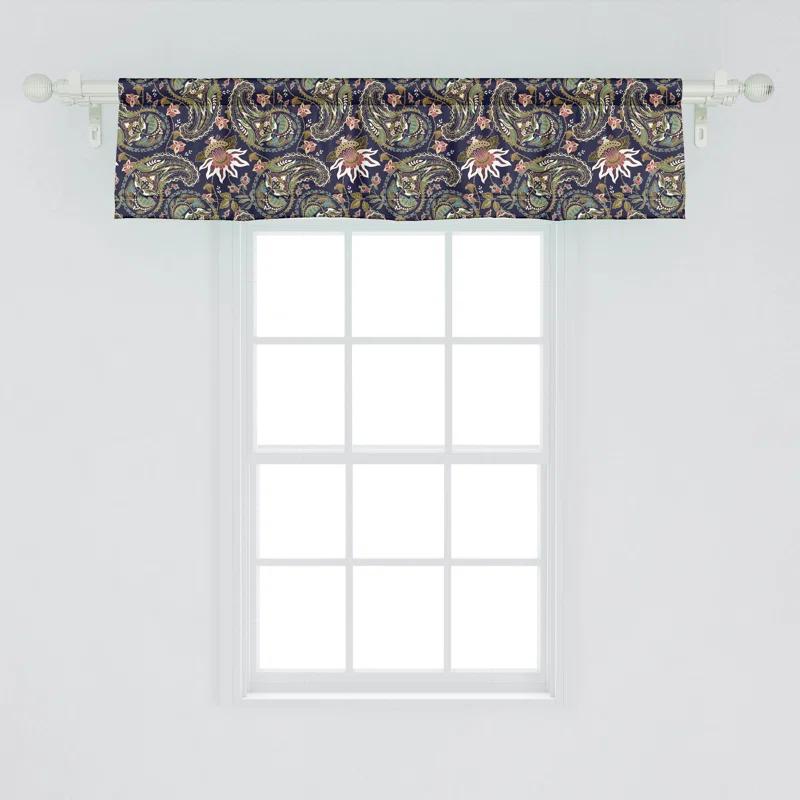 Ambesonne Jacobean Valance Pack of 2 Paisley Indigo Multicolor