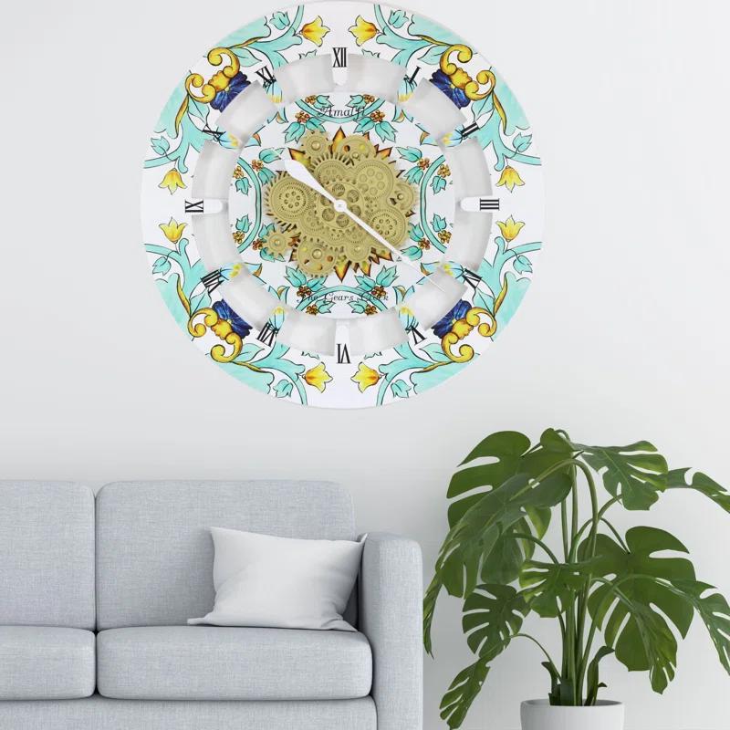 The Gears Clock Wall Clock Oversized 36" for Living Room with Real Moving Gears Italy Style | Wayfair
