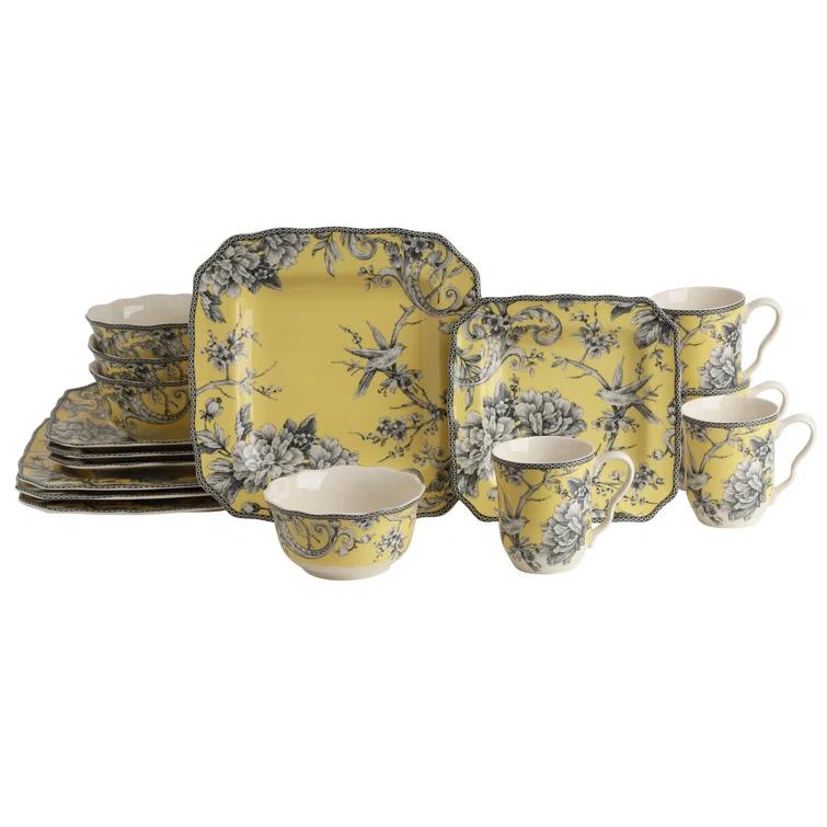 222 Fifth 222 Fifth Adelaide 16-Piece Porcelain Floral Dinnerware Set - Service For 4