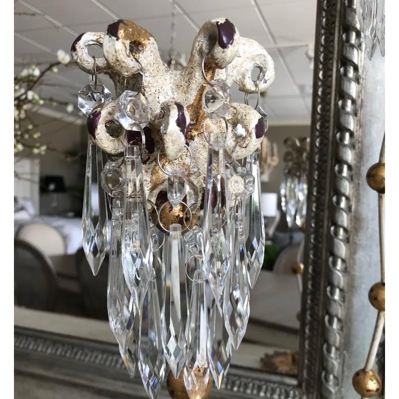 Venetian 23.5" Crystal and Gold Candlestick Holder