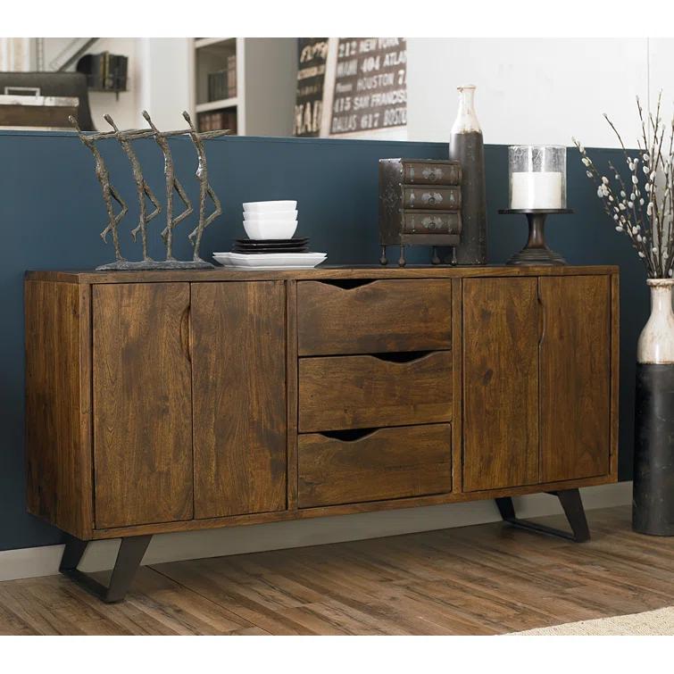 Nottingham Loft 68'' Buffet with Live Edge and Iron Base