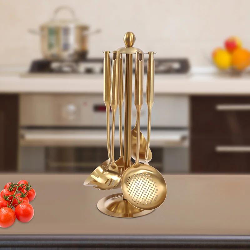DALELEE 7-Piece Stainless Steel Kitchen Cooking  Utensil Set with Holder