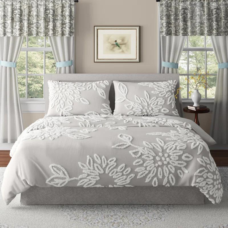 Kelly Clarkson Home Gwyneth 3 Piece Tufted Cotton Chenille Floral Duvet Cover Set