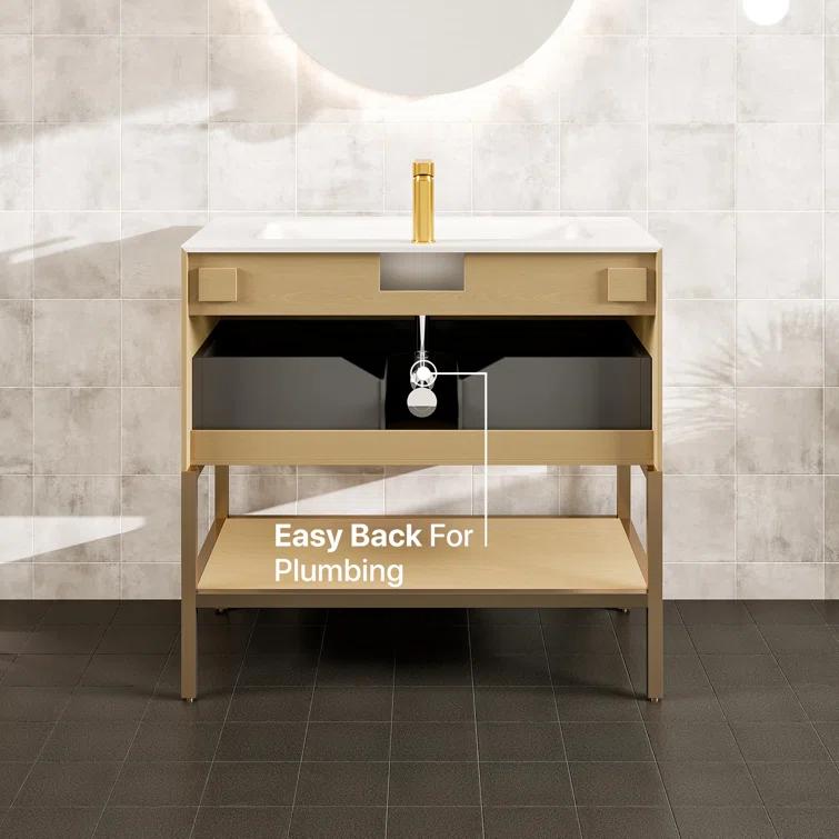 Eviva Lina 35'' Single Bathroom Vanity with Solid Surface Top
