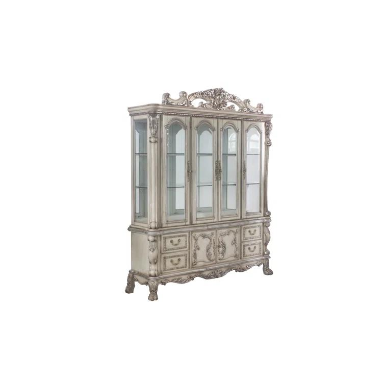 One Allium Way® Hutch Buffet China Cabinet in Vintage Bone White