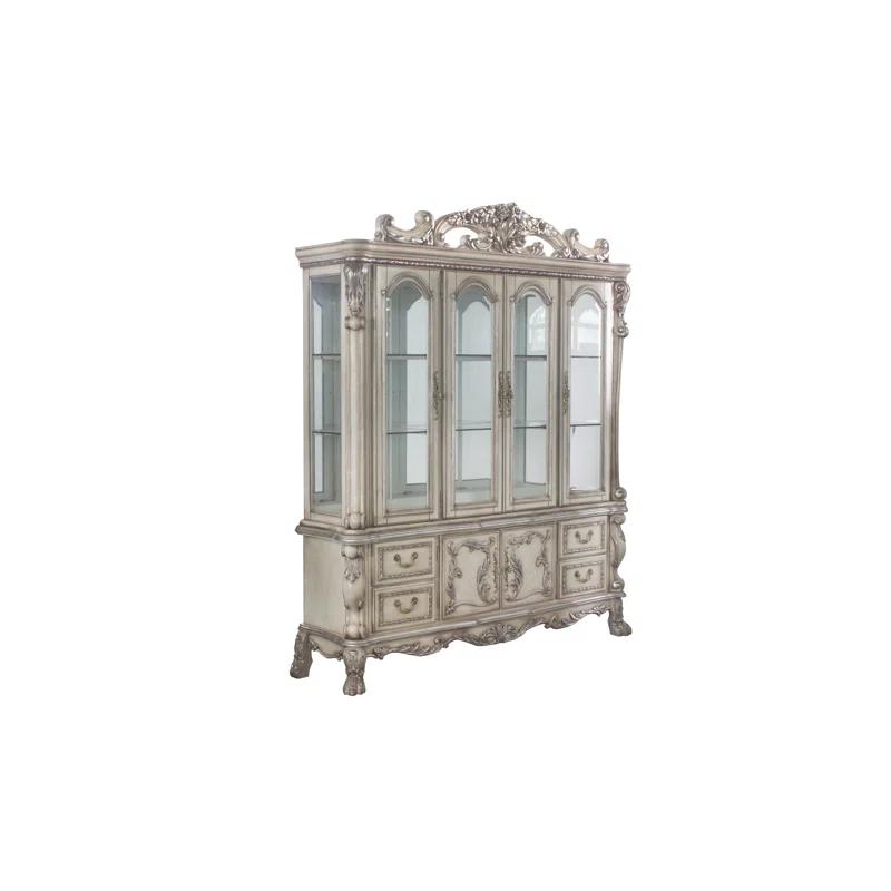 One Allium Way® Hutch Buffet China Cabinet in Vintage Bone White
