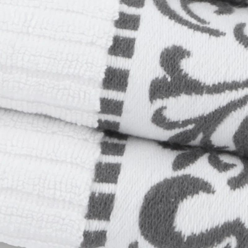 Superior Athens Cotton Medium Weight Floral Border Greek Key Trim 8 Piece Assorted Towel Set by Superior