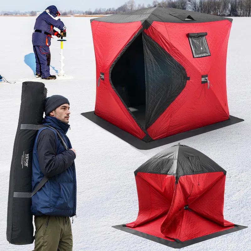 3-4 Person Ourdoor Portable Ice Shelter Pop-Up Ice Fishing Shanty Tent
