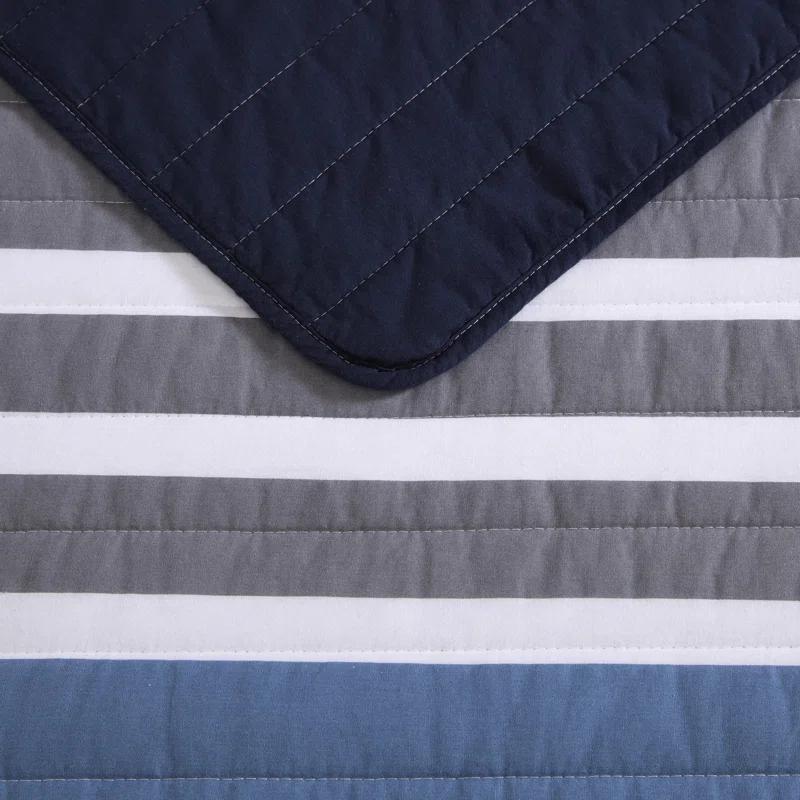 Nautica Nautica Bradford Cotton Reversible Navy Quilt Set