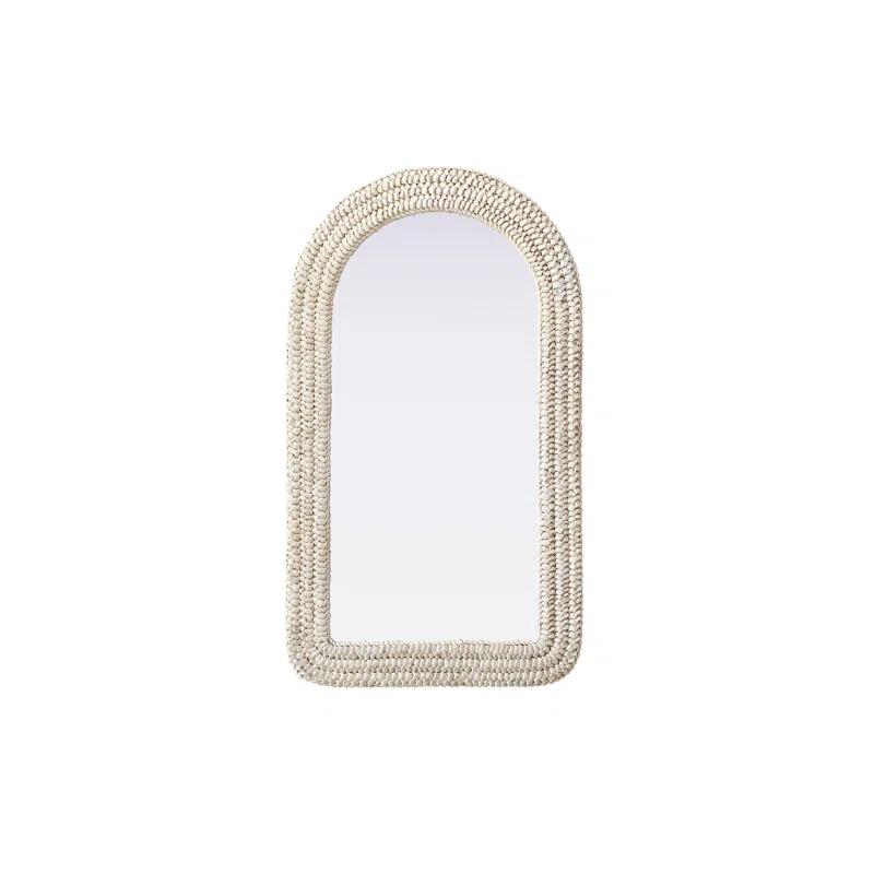 Beachcrest Home™ Dennard Arch Cornhusk Mirror in Linen White
