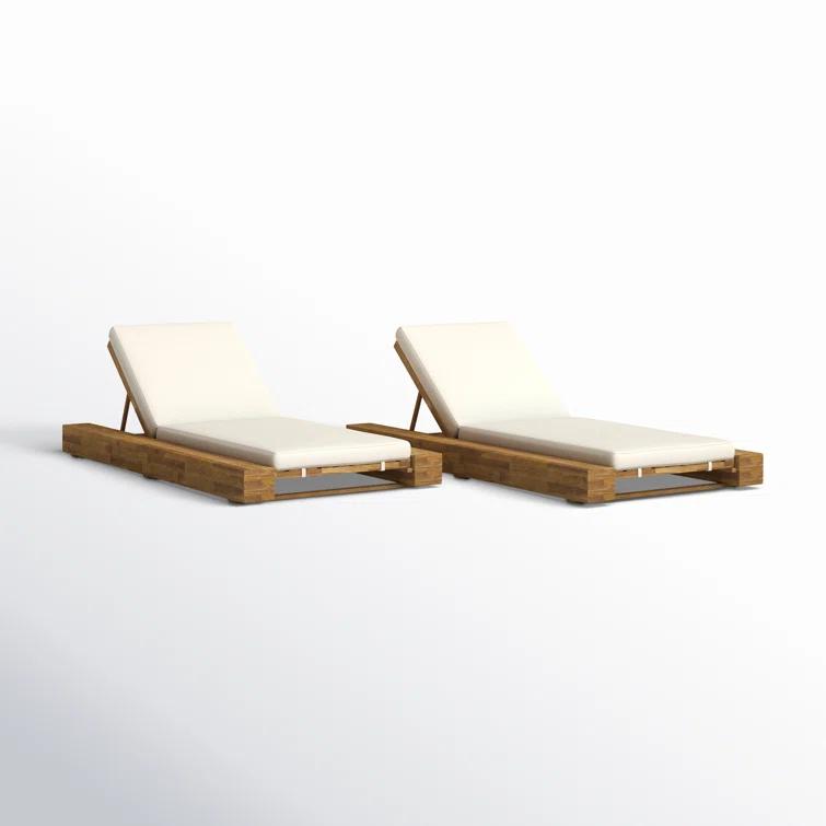 Donnie 39'' Outdoor Acacia Chaise Lounge (Set of 2)