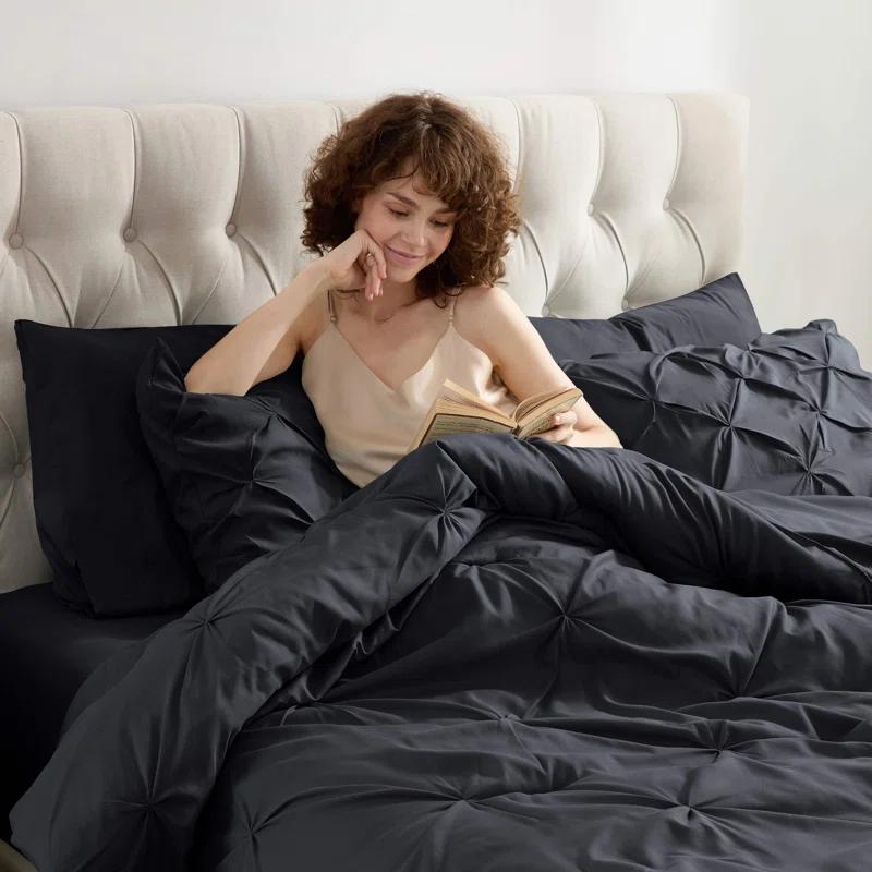 Nestl Bed-in-A-Bag Pleated Comforter Set with Bed Sheets