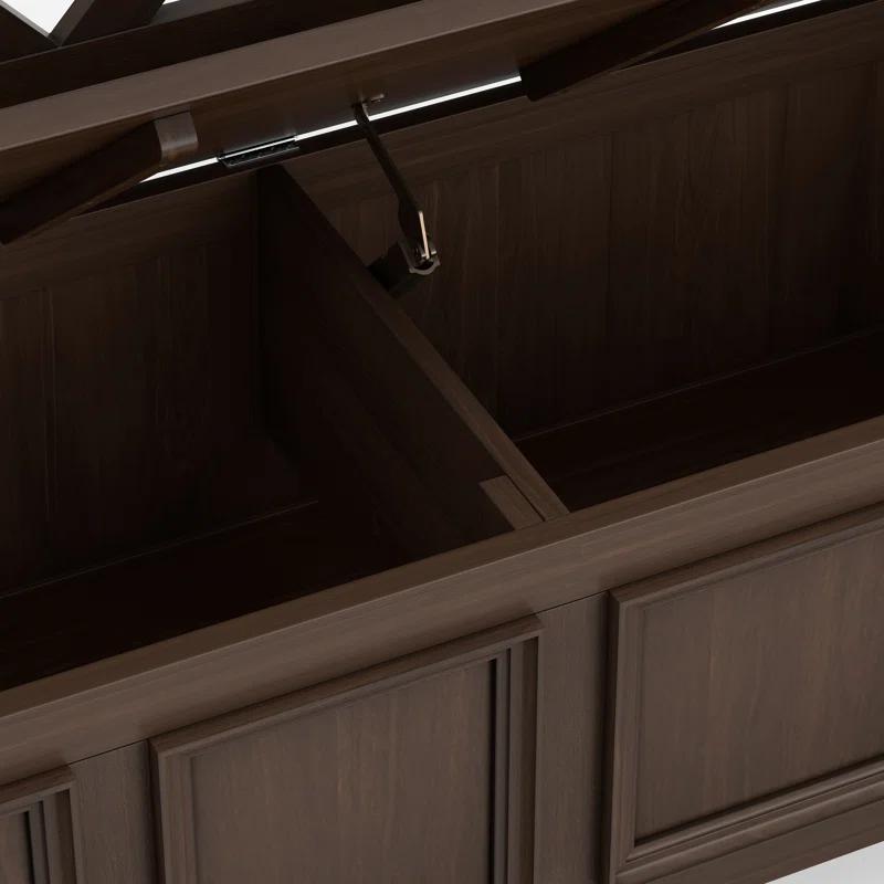 Simpli Home Amherst 48"W Solid Wood Entryway Storage Bench with Lift-Top Lid and Dual Compartments
