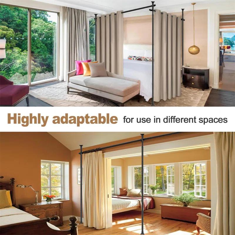 Room Divider Bracket, Tension Curtain Rod, No Drilling Required