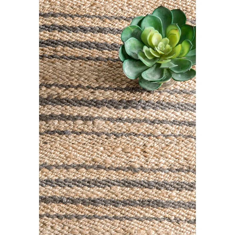Beachcrest Home™ Natural Sycamore Striped Jute Area Rug