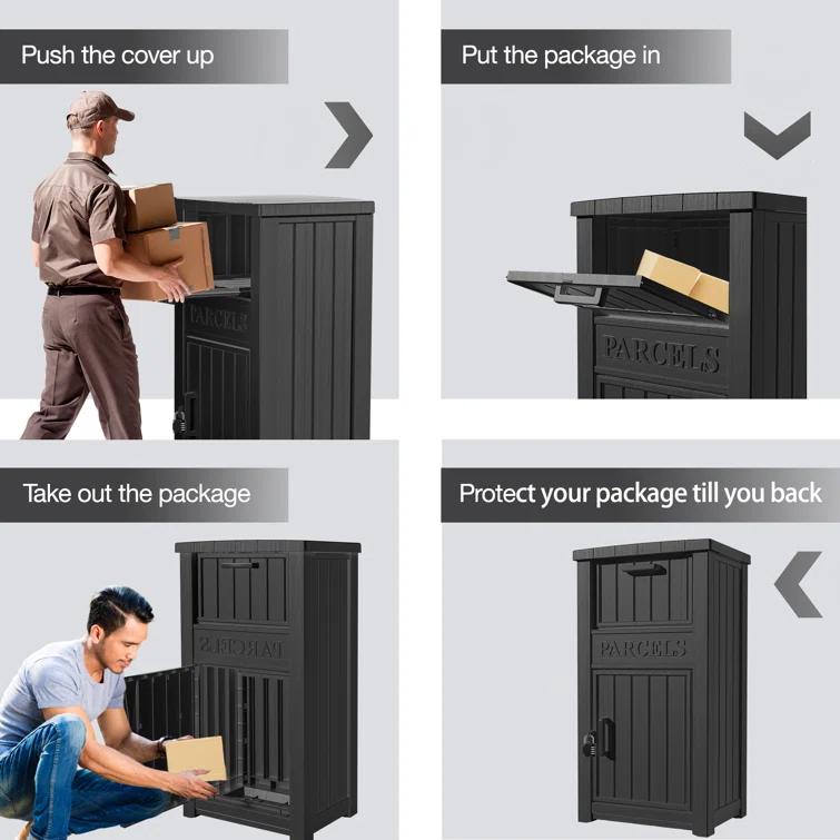 LHBcraft Resin Package Drop Box, Lockable Package Delivery and Outdoor Storage Box