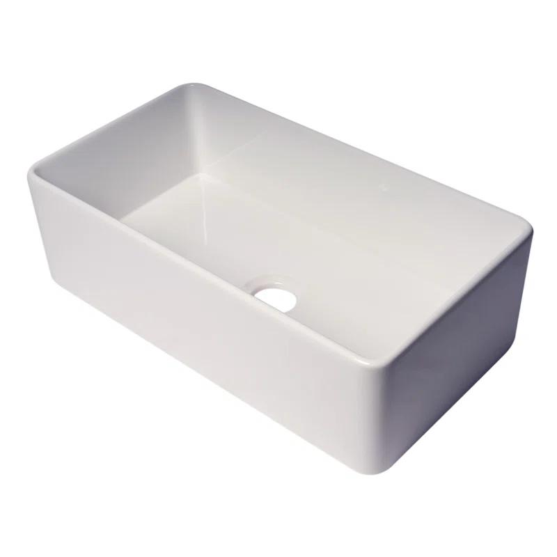 Alfi Brand 33'' L Farmhouse / Apron Single Bowl Fireclay Kitchen Sink ABF3318S-W